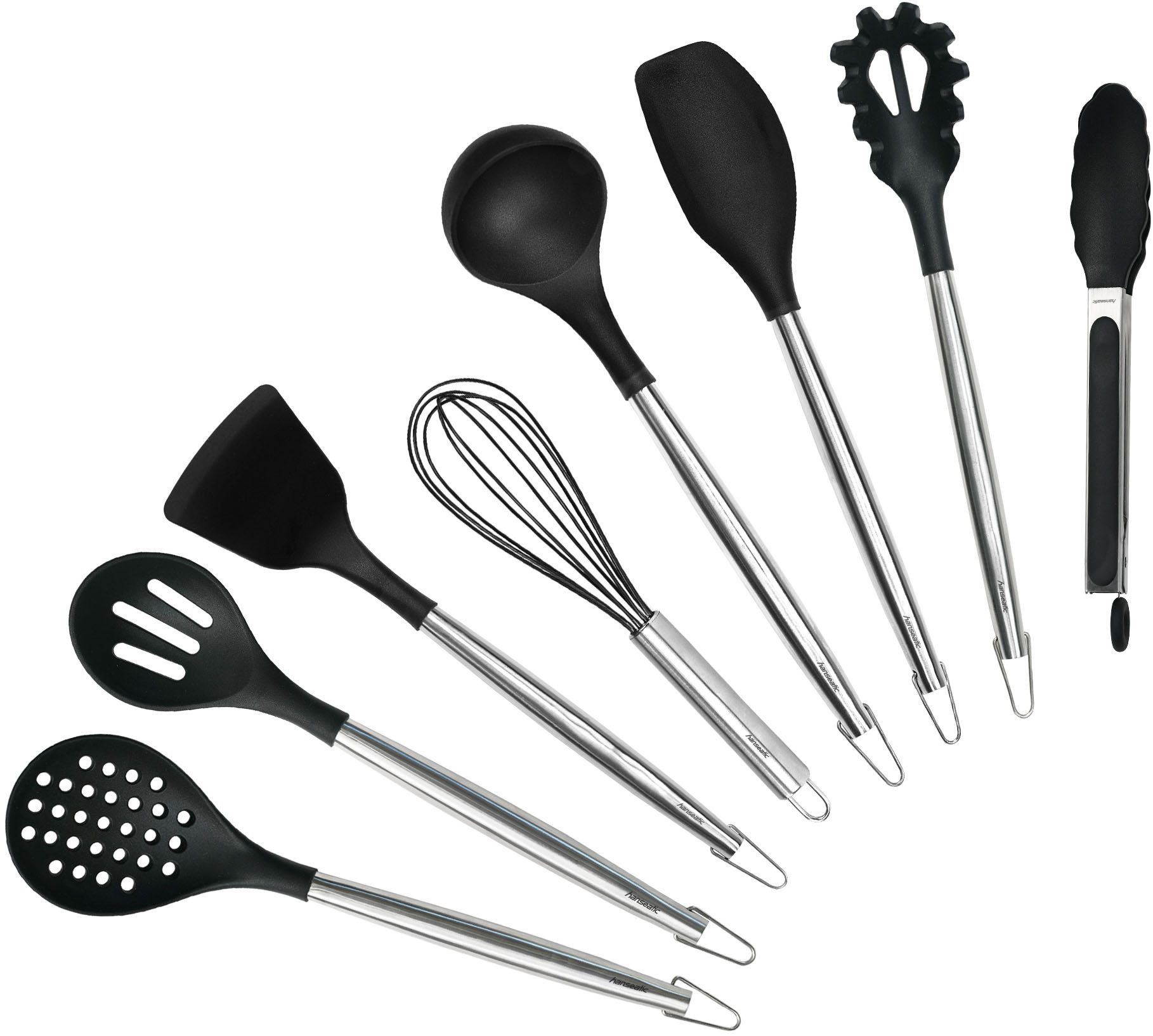 Hanseatic Kochbesteck-Set hanseatic PREMIUM, 8-tlg. Küchenhelfer-Set (Set, 8-tlg), mit Edelstahlgriffen und Aufhängung