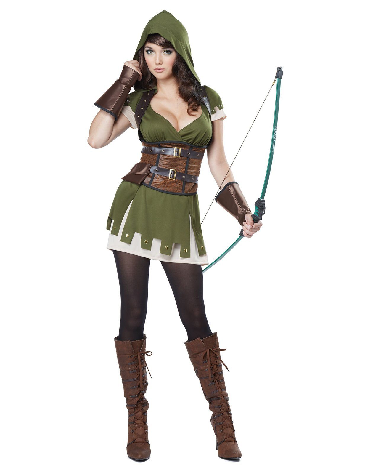 California Costumes Kostüm Bogenschützin Mittelalter Damenkostüm oliv-braun