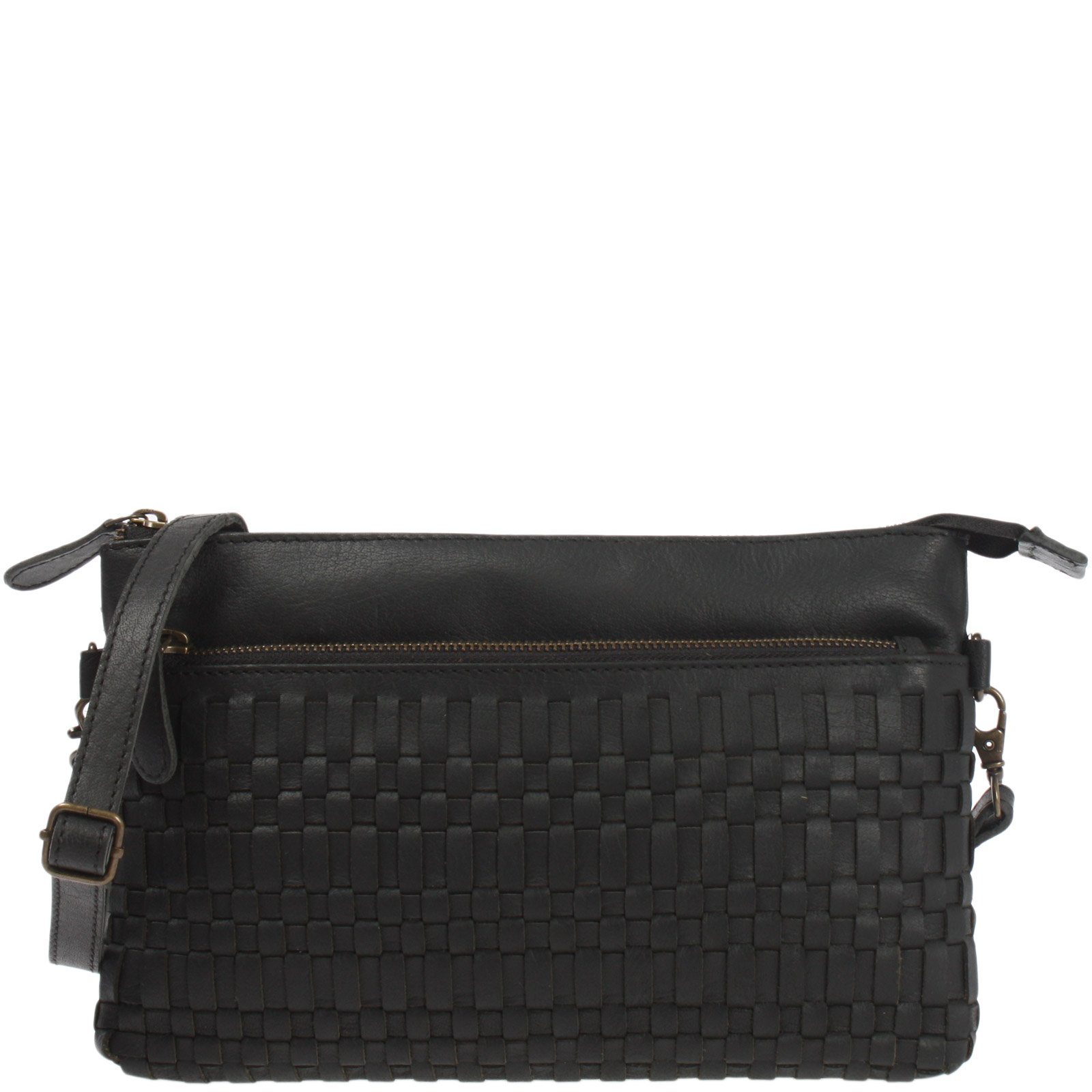 LECONI Umhängetasche kleine Schultertasche Damentasche Clutch Leder LE3081 schwarz