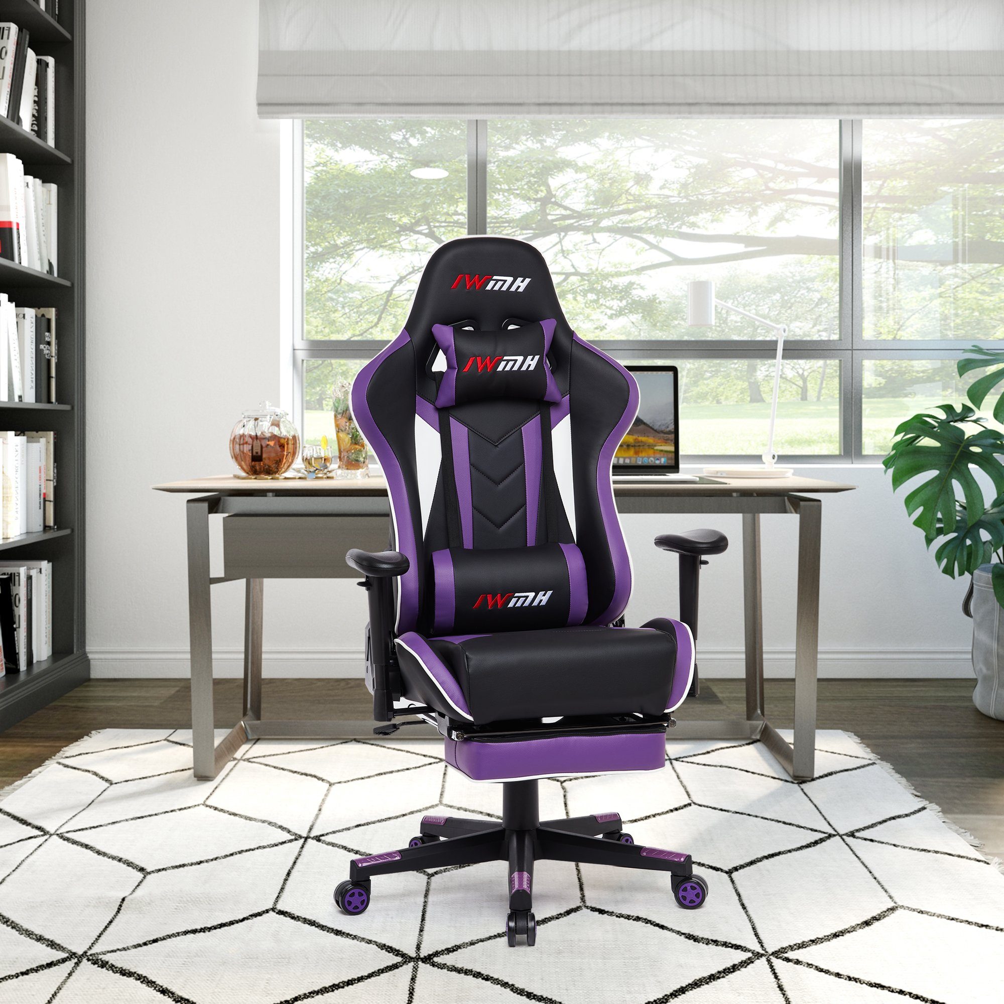 WM Heart Gaming-Stuhl Bürostuhl Intimate Versenkbarer mit Ergonomischer Fußstütze Lila