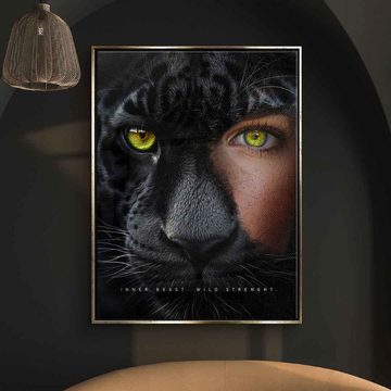 DOTCOMCANVAS® Leinwandbild Panther Fusion, Leinwandbild Panther Fusion Motivation Fokus Erfolg Macht Stärke