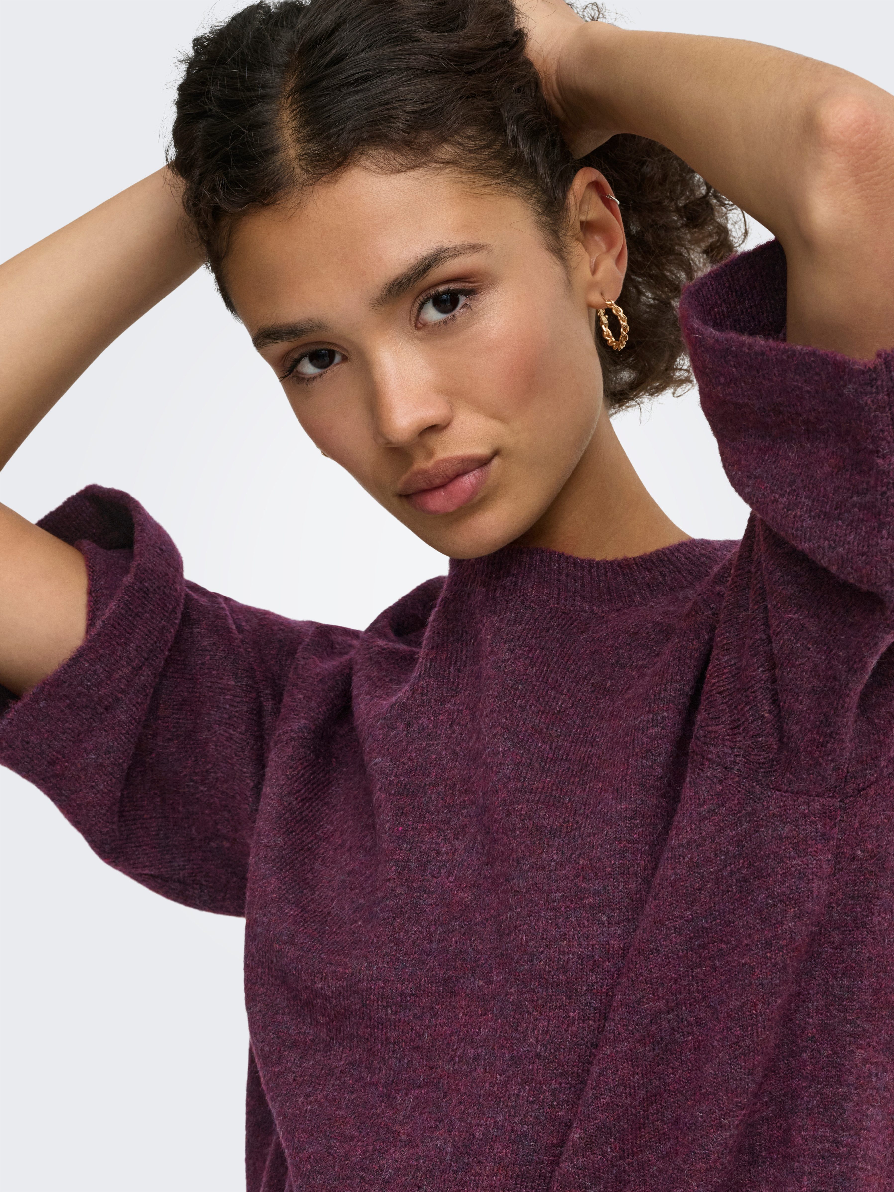 ONLY Strickpullover ONLSIMONI 3/4 PULLOVER KNT NOOS Materialmix, regular fit