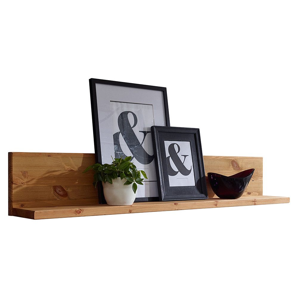 Lomadox Wandregal WILSON-69, in eichefarbig Kiefer Massivholz, Wohnzimmer, B/H/T: 110,5/19/17 cm