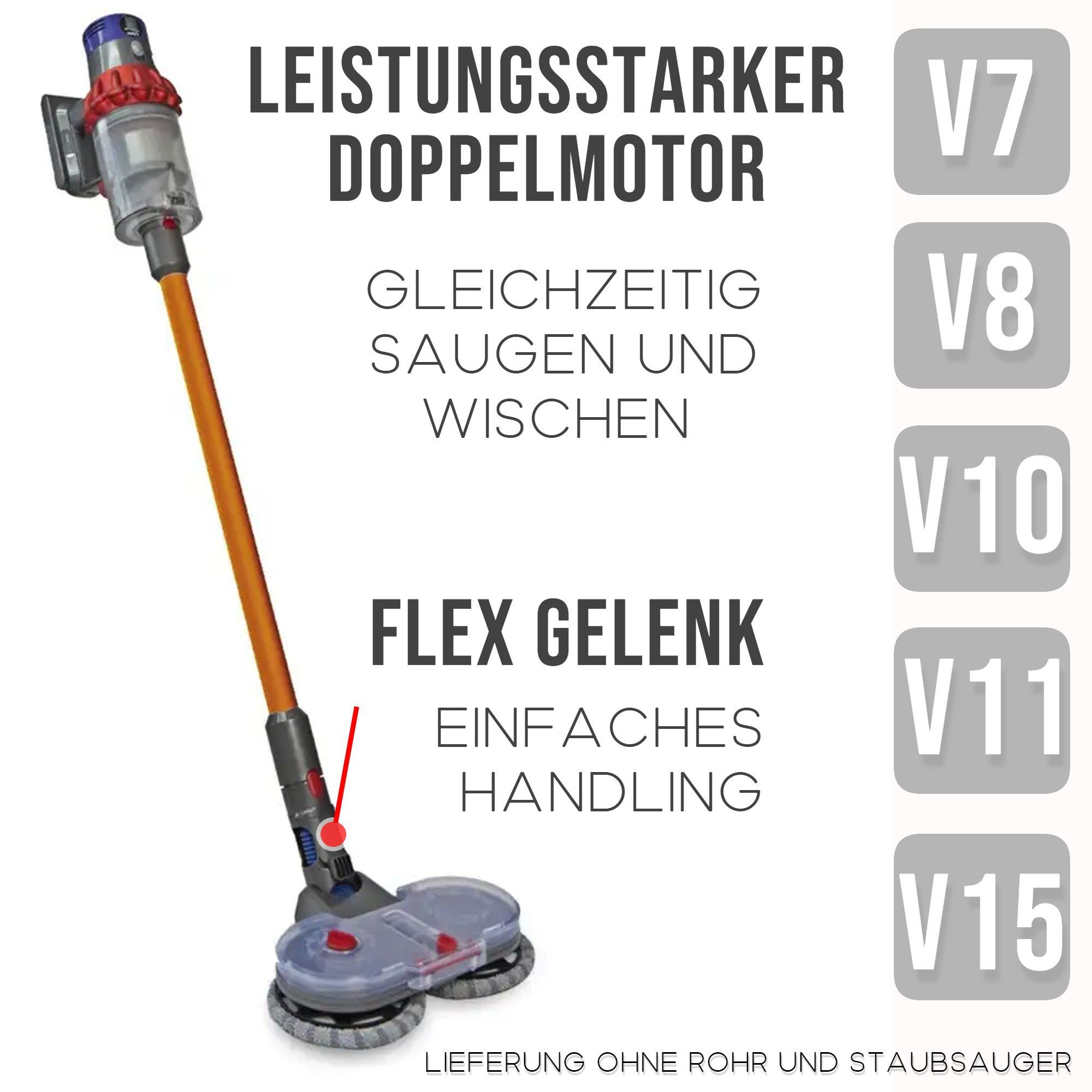 Maxorado Bodendüse Für Dyson Wisch Aufsatz Wischer und Sauger V7 V8 V10 V11 V15, Zubehör für Dyvon V7, Dyson V8, Dyson V10, Dyson V11, Dyson V15, (3-tlg), Um gleichzeitig zu Saugen & zu Wischen