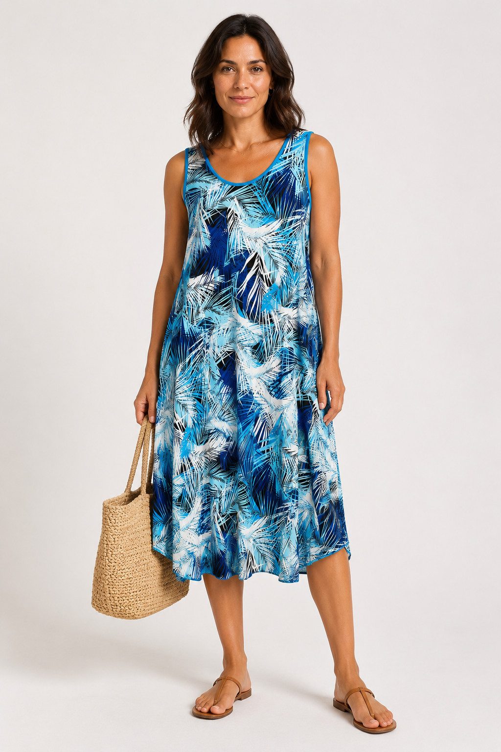 ITALY VIBES Sommerkleid - leichtes Viskosekleid Ärmellos mit A-Linie - Damen Kleid ONE SIZE- passend für Größen von M-XL