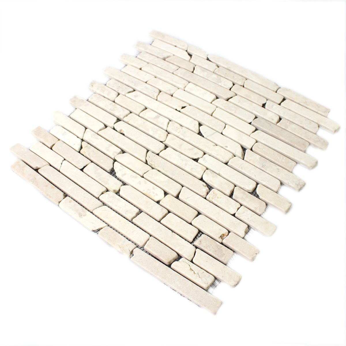 Mosafil Mosaikfliesen Naturstein Marmor Mosaikfliesen Bali Brick, Naturstein-Marmor 30.500x30.500, beige, Verlegefertig auf ein Netz geklebt - Frostsicher - Wasserfest -