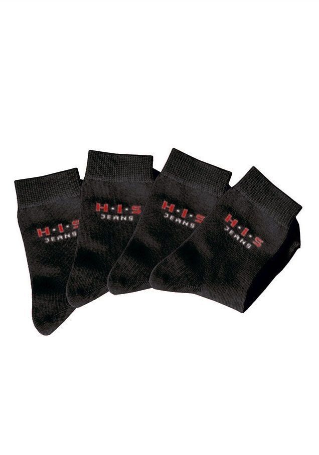 H.I.S Basicsocken (Packung, 4-Paar) mit kontrasfarbenem Logo