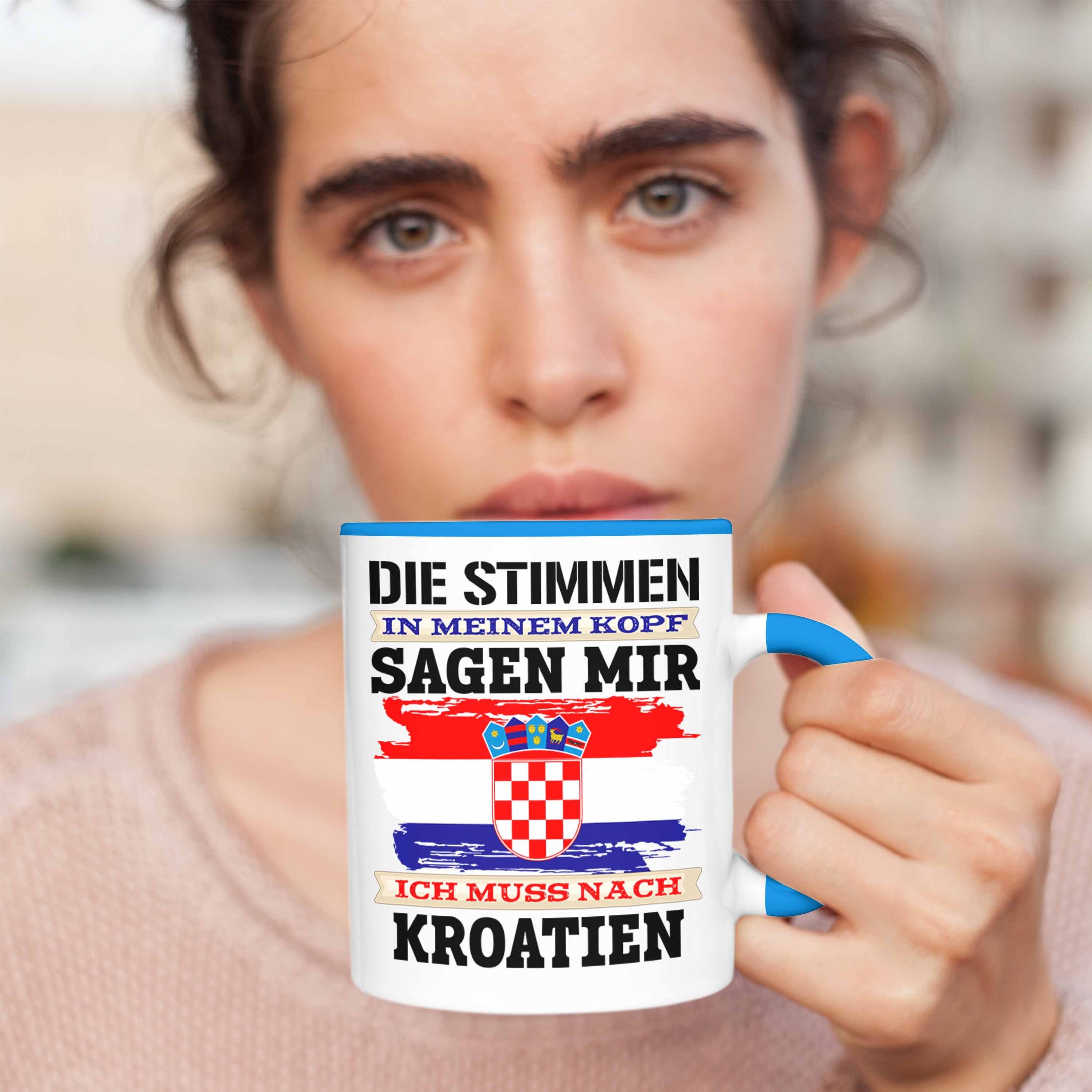 Trendation Tasse Trendation - Kroatien Tasse Urlaub für Land Blau Kroaten Geschenk