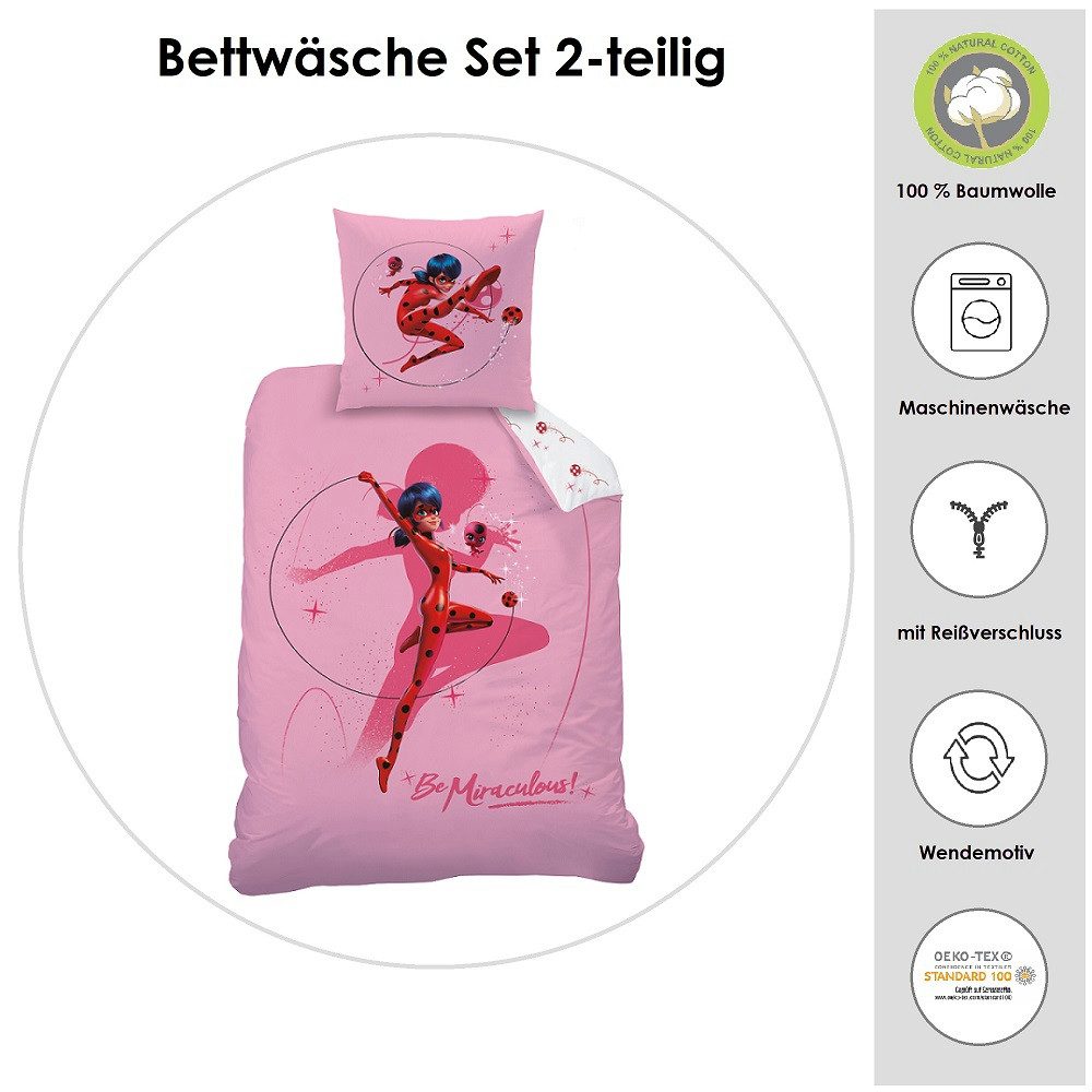 Familando Kinderbettwäsche Miraculous Ladybug 135x200 80x80 cm 100% Baumwol günstig online kaufen