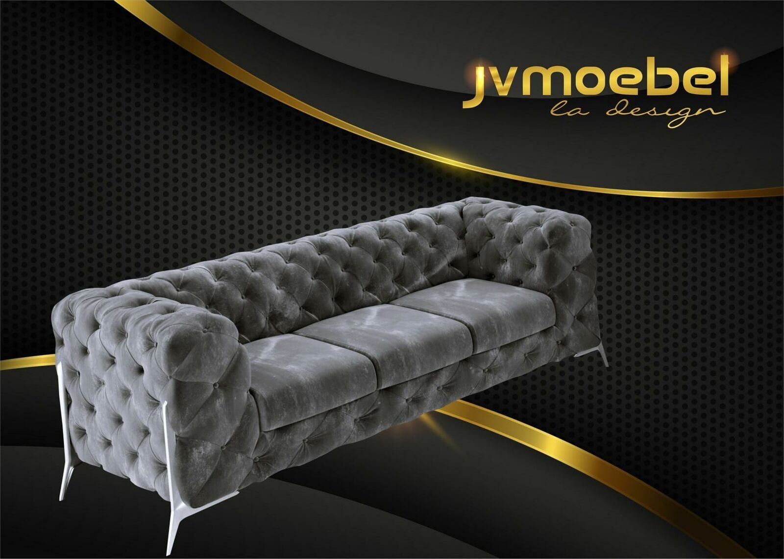 Made Chesterfield Europe in Graues Set Couch 3+2+1 modernes JVmoebel Design Luxus Neu, Chesterfield-Sofa