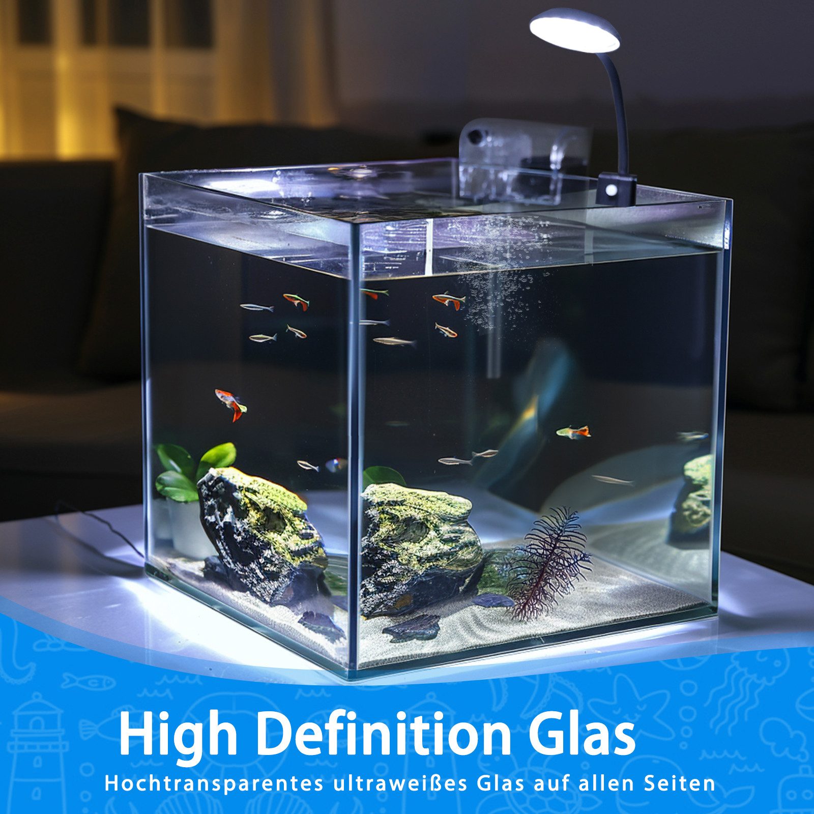 nobleza Aquarien-Set 27L Mini Aquarium Komplettset, Nano Aquarium