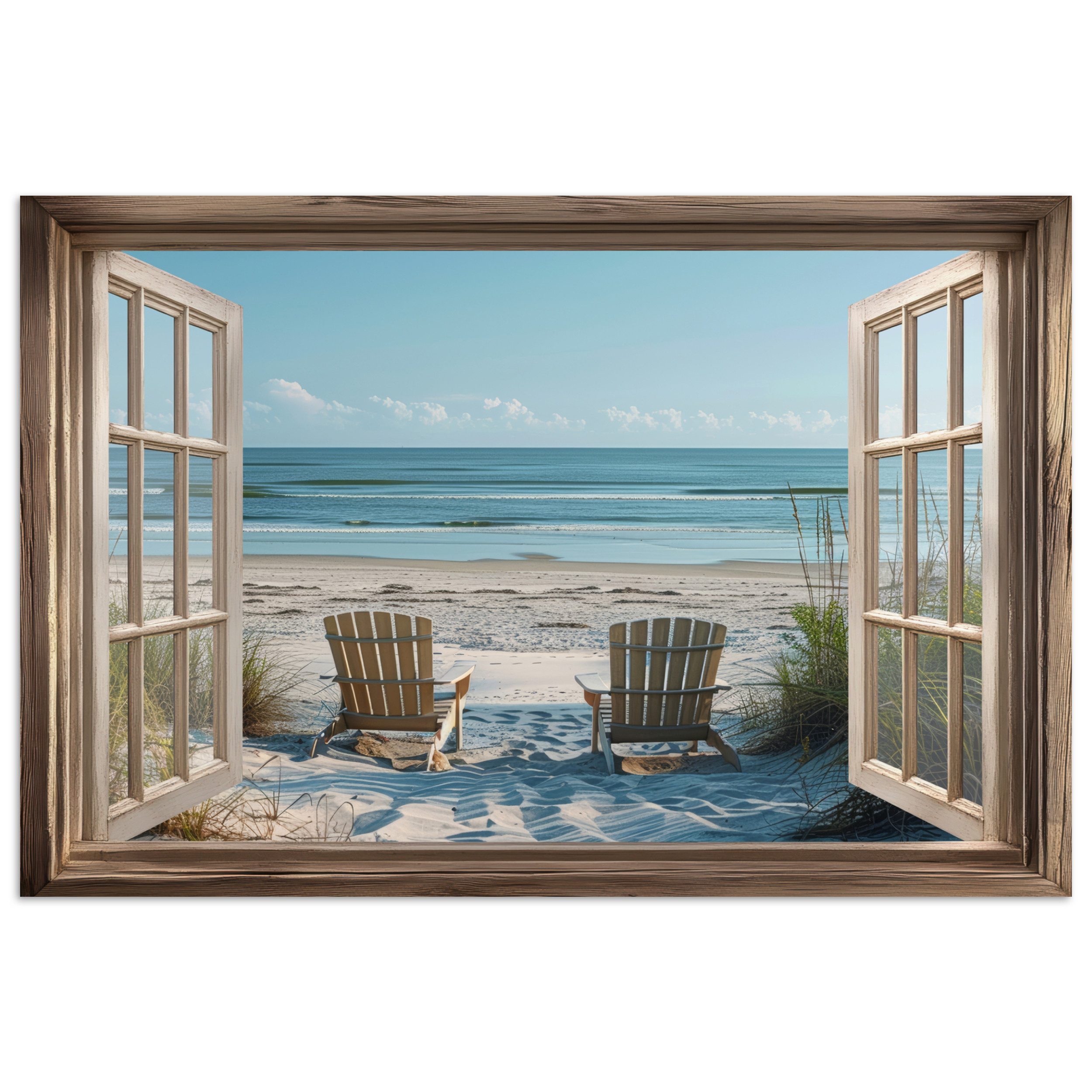 MuchoWow Poster Fensterblick - Strandkörbe - günstig online kaufen