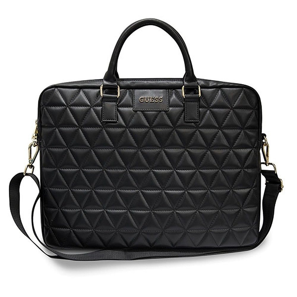 Guess Laptoptasche Notebookhülle Stepptasche Lederoptik (Spar-Set, 1-tlg., 5 cm leicht, 34 x 26 x 2), Steppmuster, Kunstleder, goldfarbene Beschläge