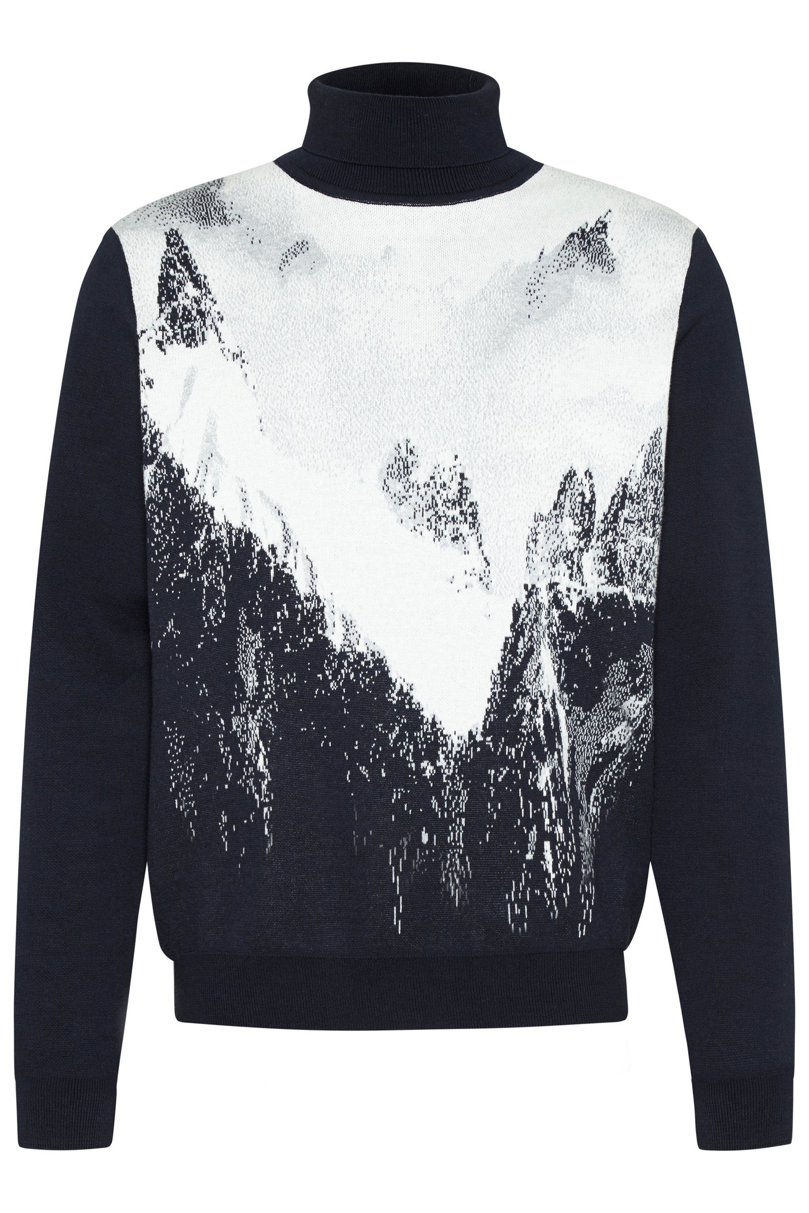 bugatti Rollkragenpullover mit winterlichem Bergmotiv