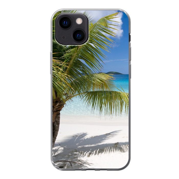 MuchoWow Handyhülle Tropische Palmen am Strand Handyhülle Apple iPhone 13 Mini Smartphone-Bumper Print Handy