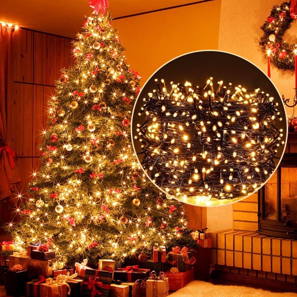 Led Lichterkette Tannenbaum Weihnachtsbaum grün Strom innen und außen Vorhang 
