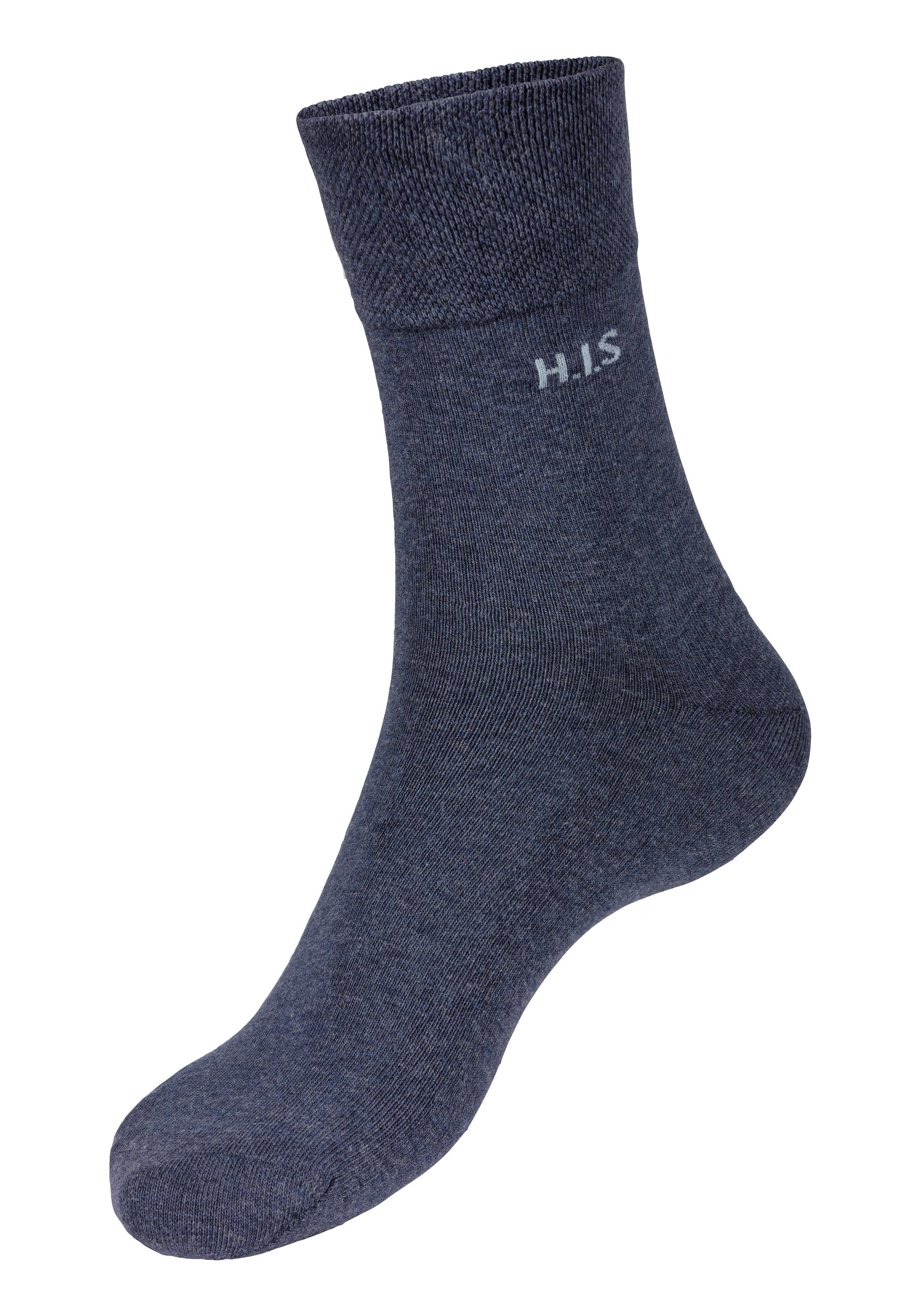 dunkel 12-Paar) Socken navy, ohne H.I.S jeansblau-meliert, jeans-meliert Gummi einschneidendes 4x 4x (Packung, 4x