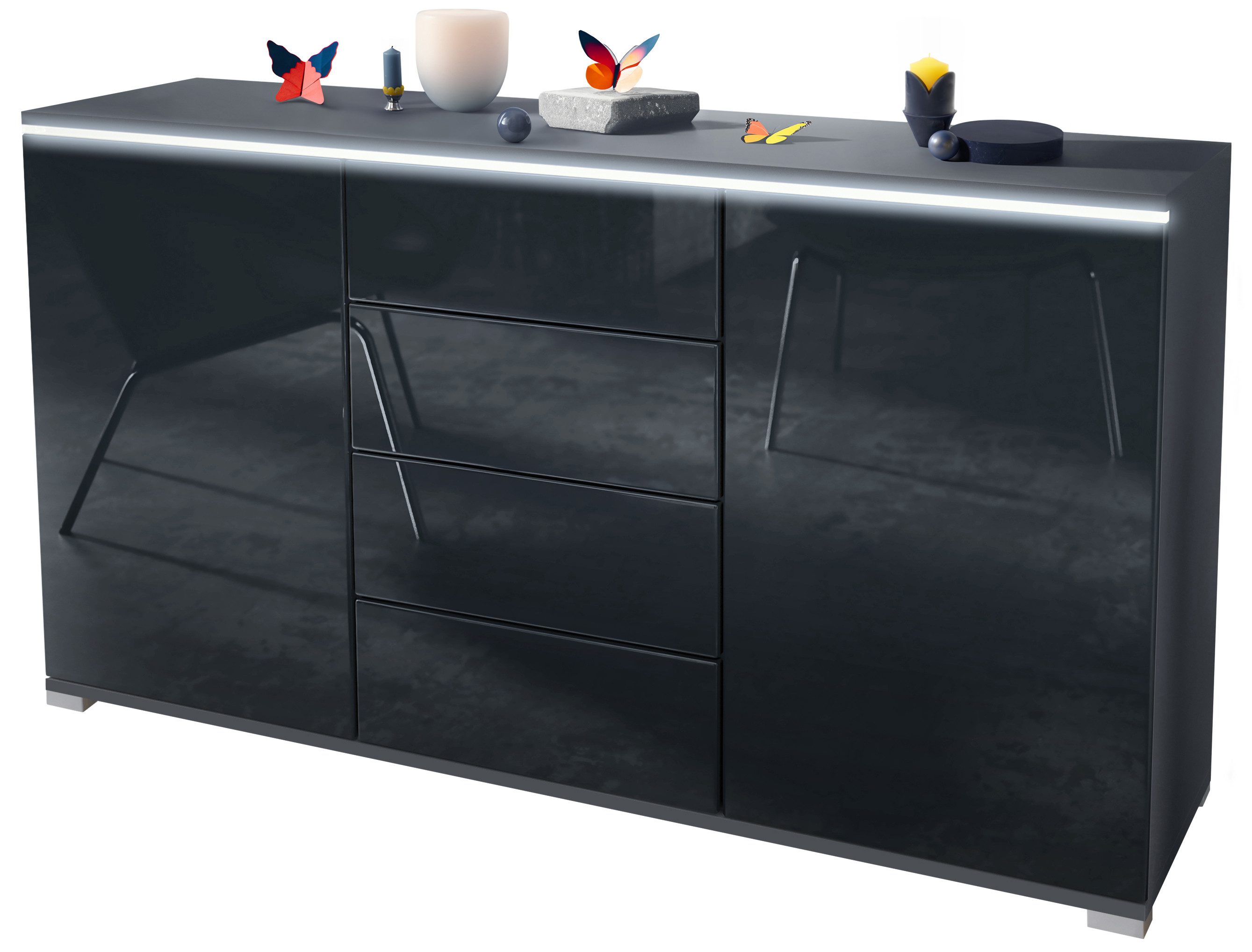 Vladon Sideboard Faro V1 (Kommode mit 2 Türen & 4 Schubladen, Schrank mit L günstig online kaufen