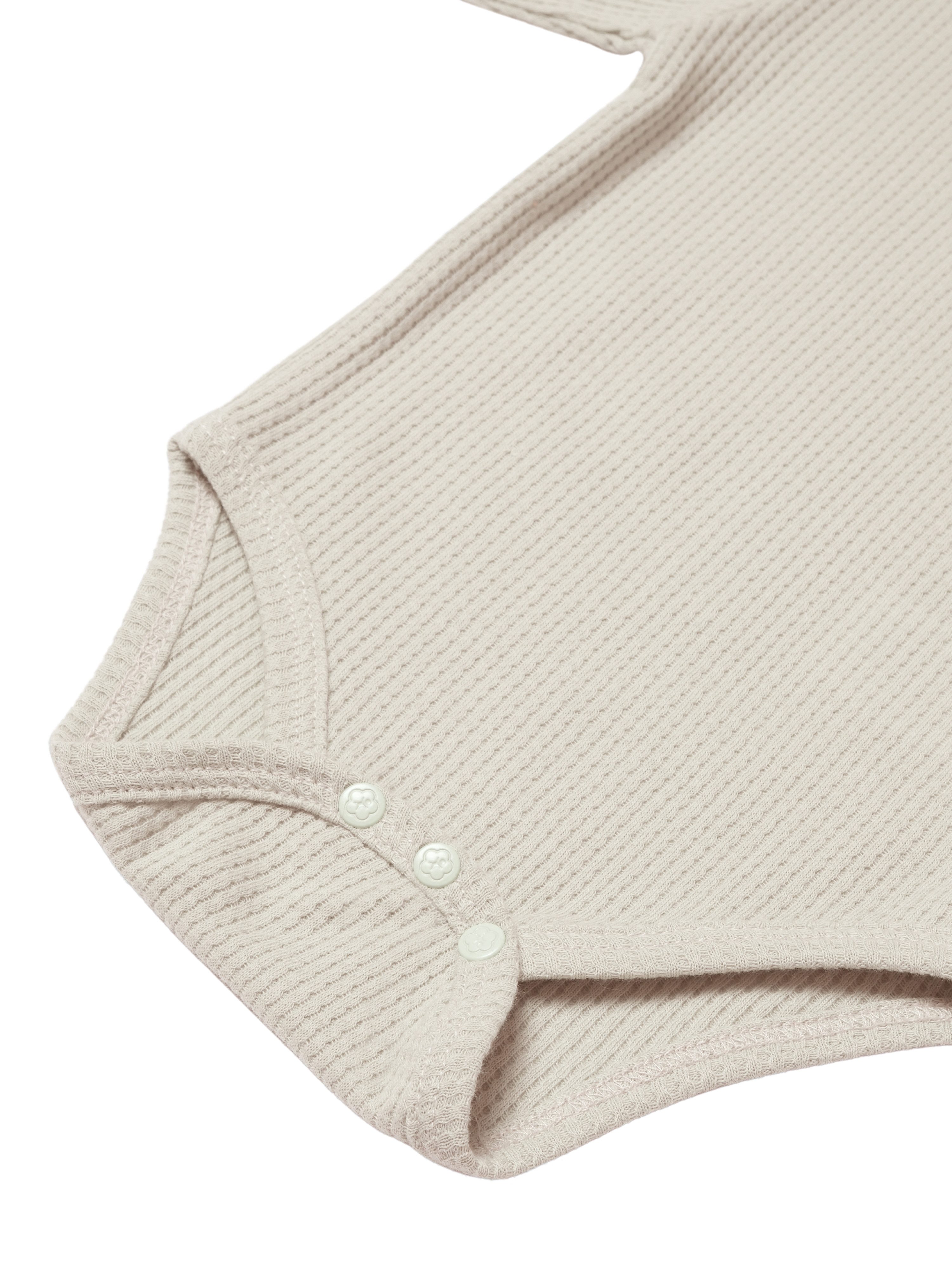 biorganic Langarmbody Waffle (3er Pack) Mehrfarbig Unisex, Baby Body für Jungen und Mädchen (Set, 4-tlg., 3er-Pack Bodys & 1 Beutel) Waffelmuster, Bio-Baumwolle – Bild 4 von 5