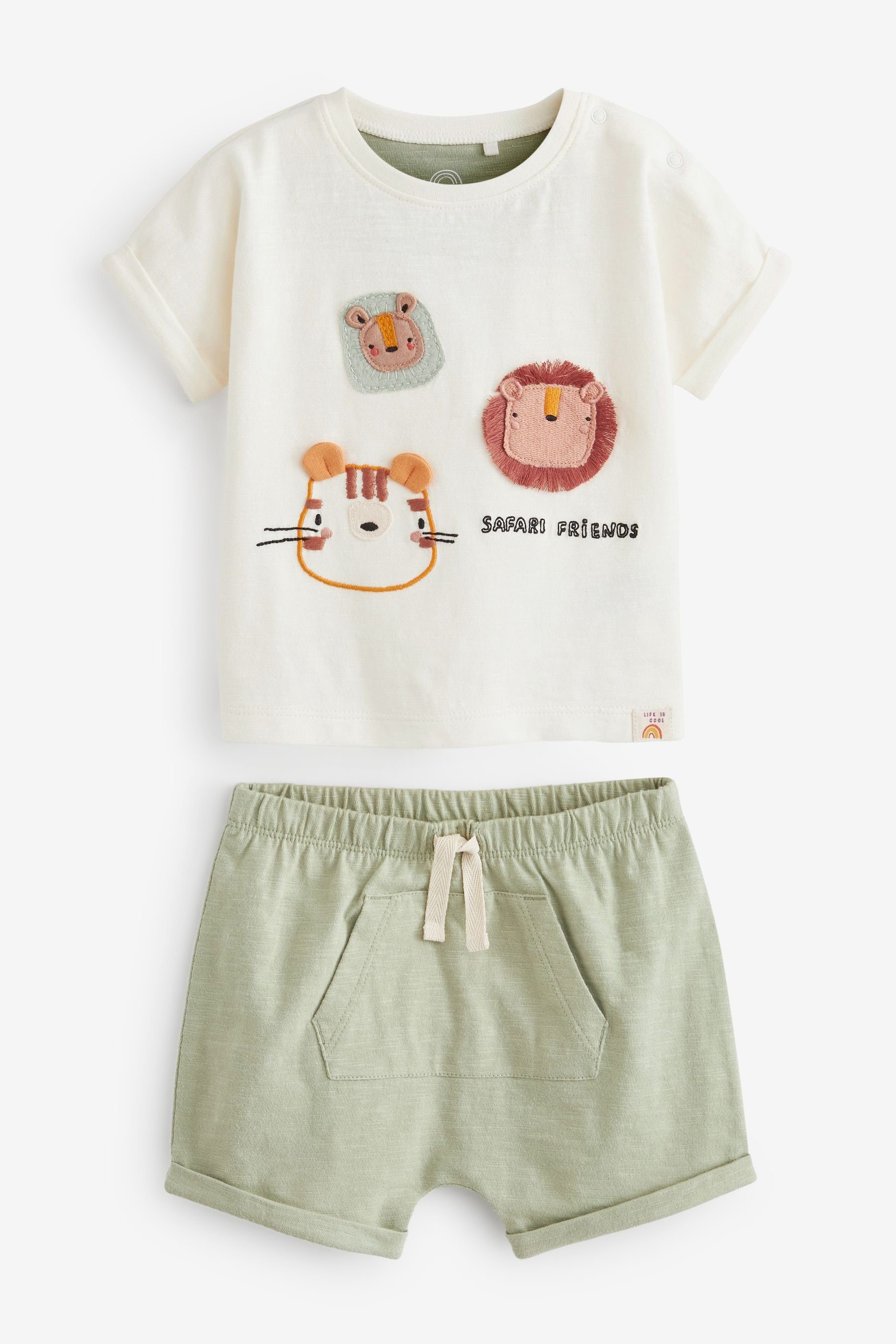 Next T-Shirt & Shorts Baby T-Shirts und Shorts, 2-teiliges Set (2-tlg) Neutral Safari