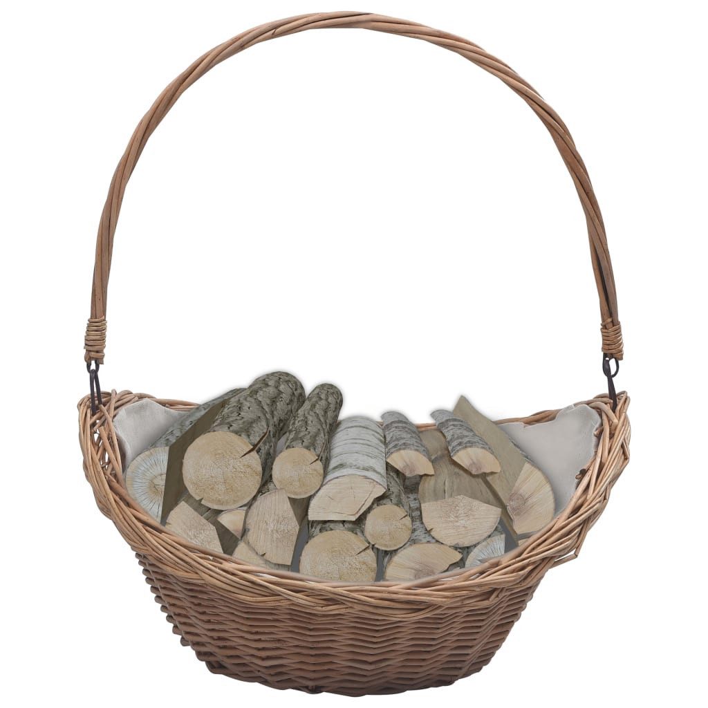 vidaXL Kaminholzkorb Holzkorb mit Tragegriff 57x46x52 cm Braun Weide