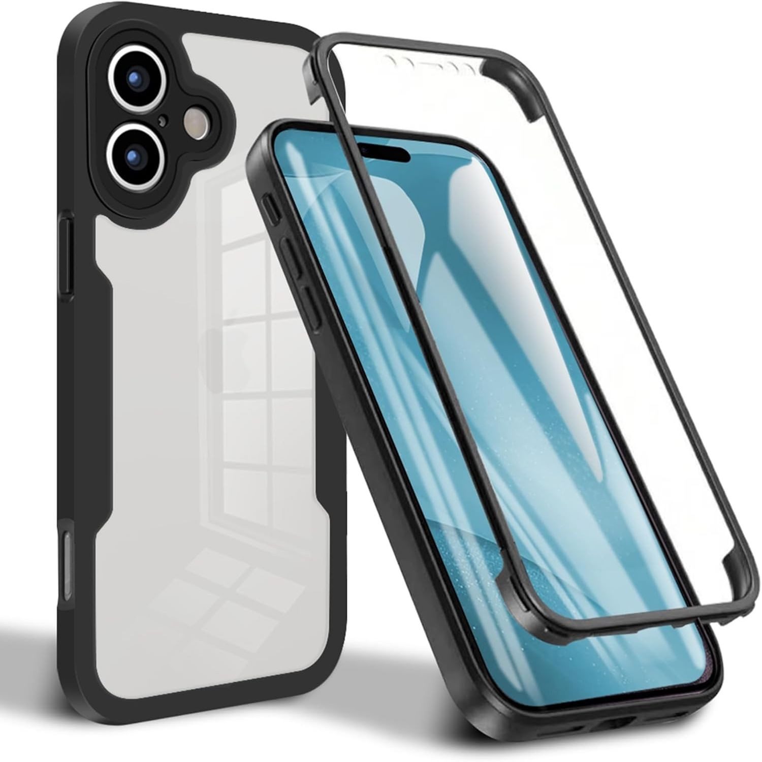 Wigento Handyhülle Für Apple iPhone 17 Full Body 360 Grad Acryl Hybrid TPU Hülle Schwarz, 360 Grad Schutz, stoßdämpfend, robust