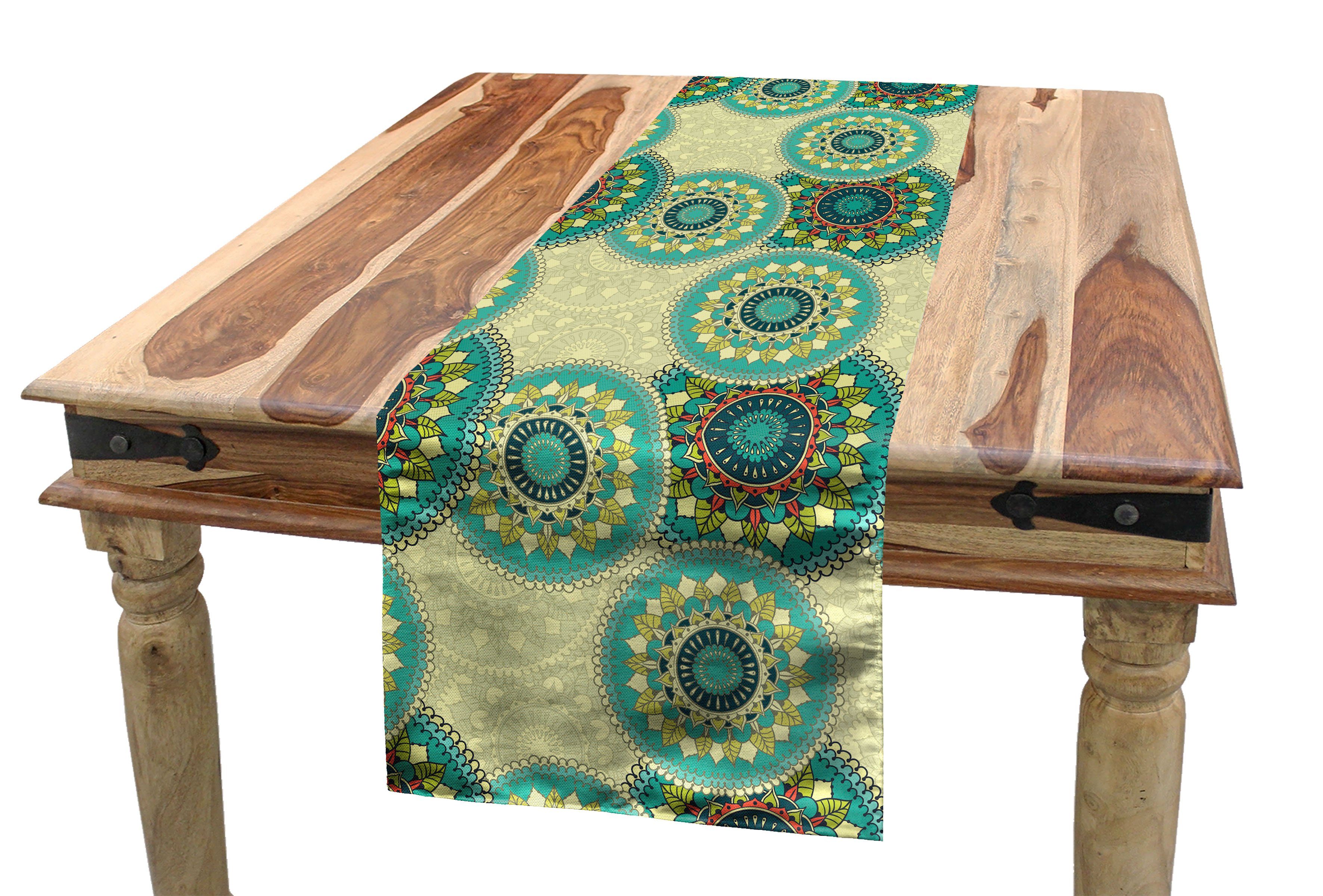 Abakuhaus Tischläufer Esszimmer Küche Rechteckiger Dekorativer Tischläufer, Mandala marokkanische Motive