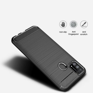 CoverKingz Handyhülle Hülle für Samsung Galaxy M31 Handyhülle Silikon Case Cover Bumper 16,21 cm (6,4 Zoll), Handyhülle Bumper Silikoncover Softcase Carbonfarben