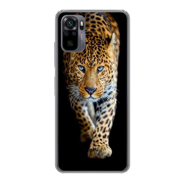MuchoWow Handyhülle Leopard - Tiere - Porträt - Wildtiere - Schwarz Phone Case Handyhülle Xiaomi Redmi Note 10 Silikon Schutzhülle