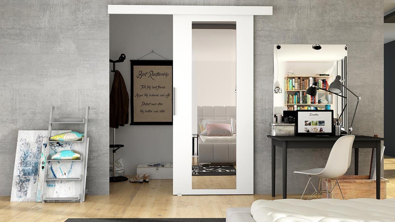 MIRJAN24 Schiebetür Rubi 70 IV (Universell - Links / Rechts), Solide Aluminiumgriffe, Selbstschließsystem, Frontspiegel – Bild 2 von 5