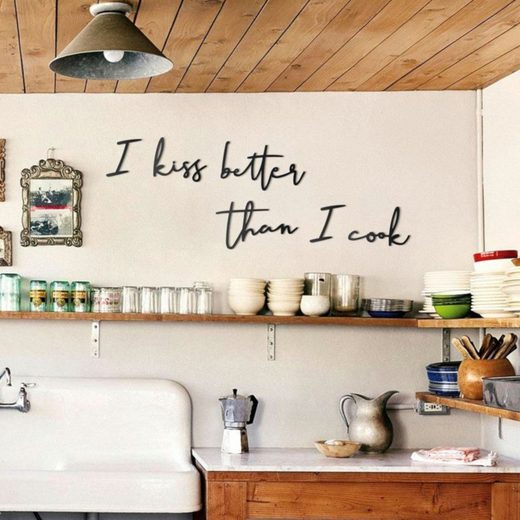 Hoagard Metall Wandspruch »Wanddeko Küche I Kiss Better Than I Cook