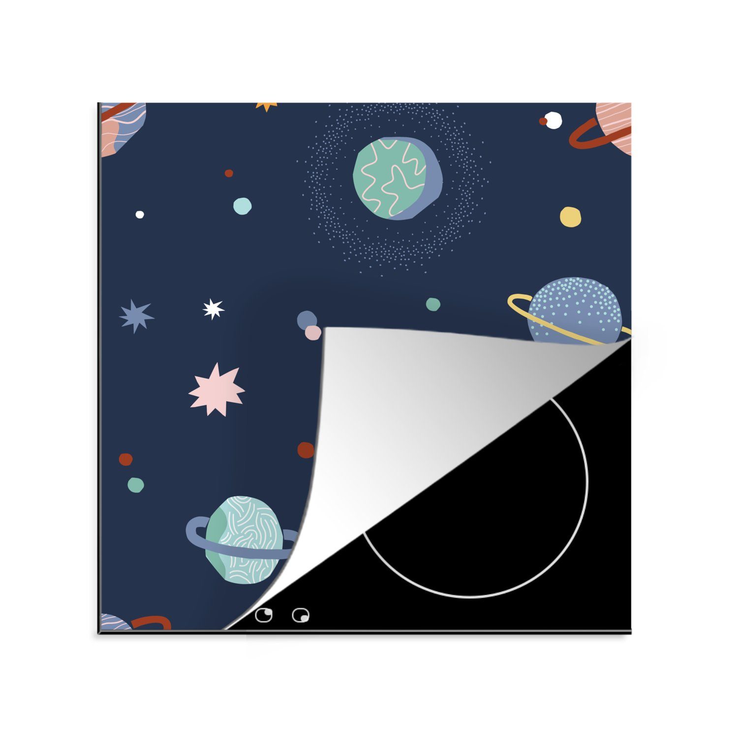 MuchoWow Herdblende-/Abdeckplatte Kind - Sterne - Weltraum, Vinyl, (1 tlg), 78x78 cm, Ceranfeldabdeckung, Arbeitsplatte für küche