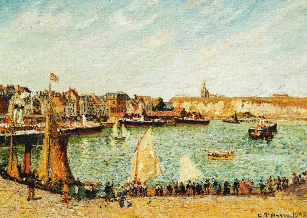 Postkarte Kunstkarte Camille Pissarro "Die Nachmittagssonne, Außenhafen von ..."