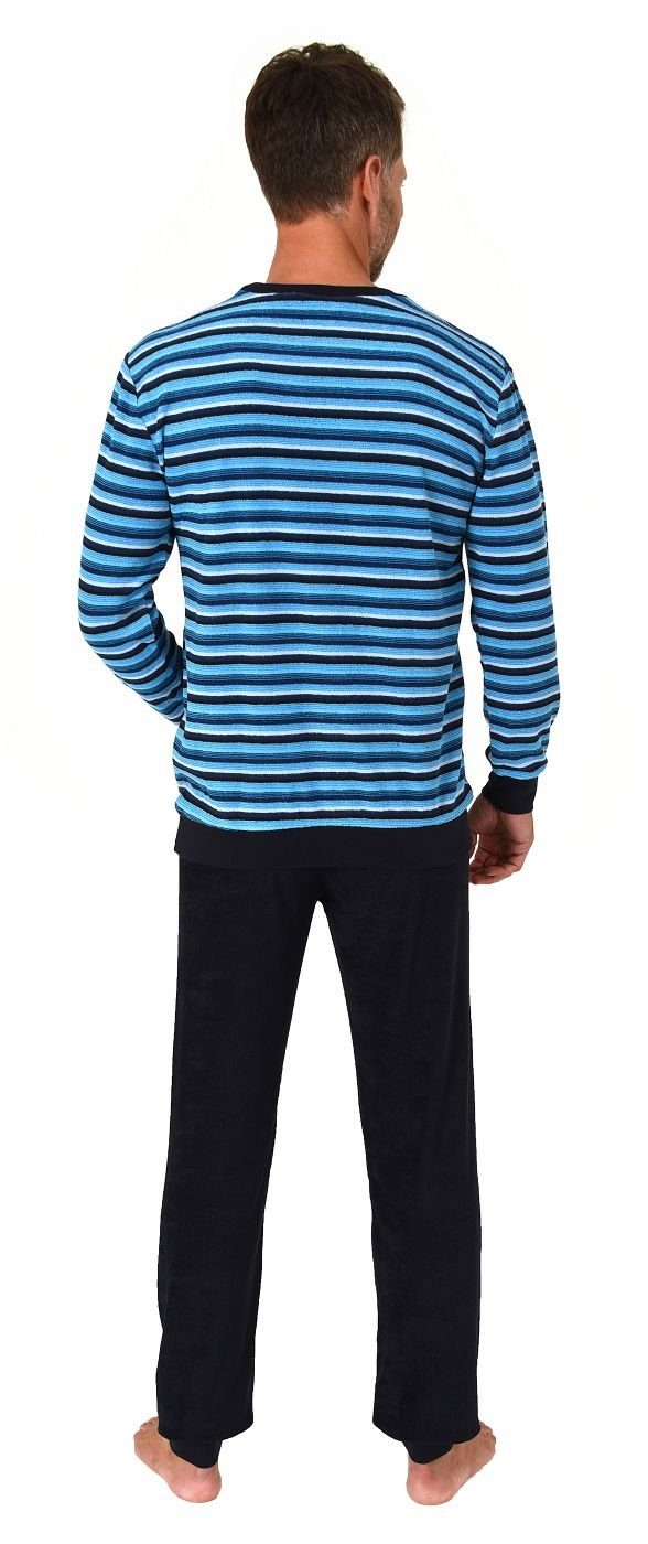Normann Pyjama Herren Frottee Schlafanzug lang, Pyjama mit feinem Ringel-Muster – Bild 4 von 4