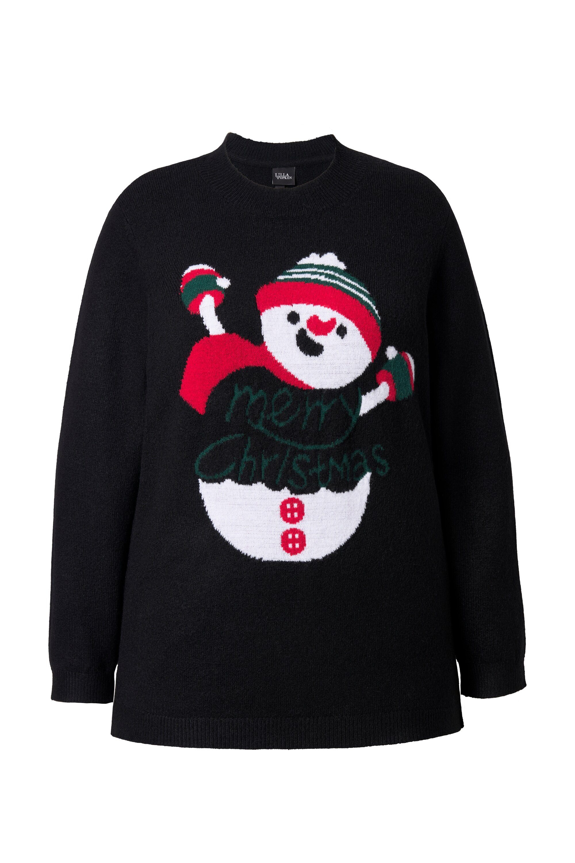 Ulla Popken Strickpullover Pullover Weihnachtsmotiv Stehkragen Langarm günstig online kaufen