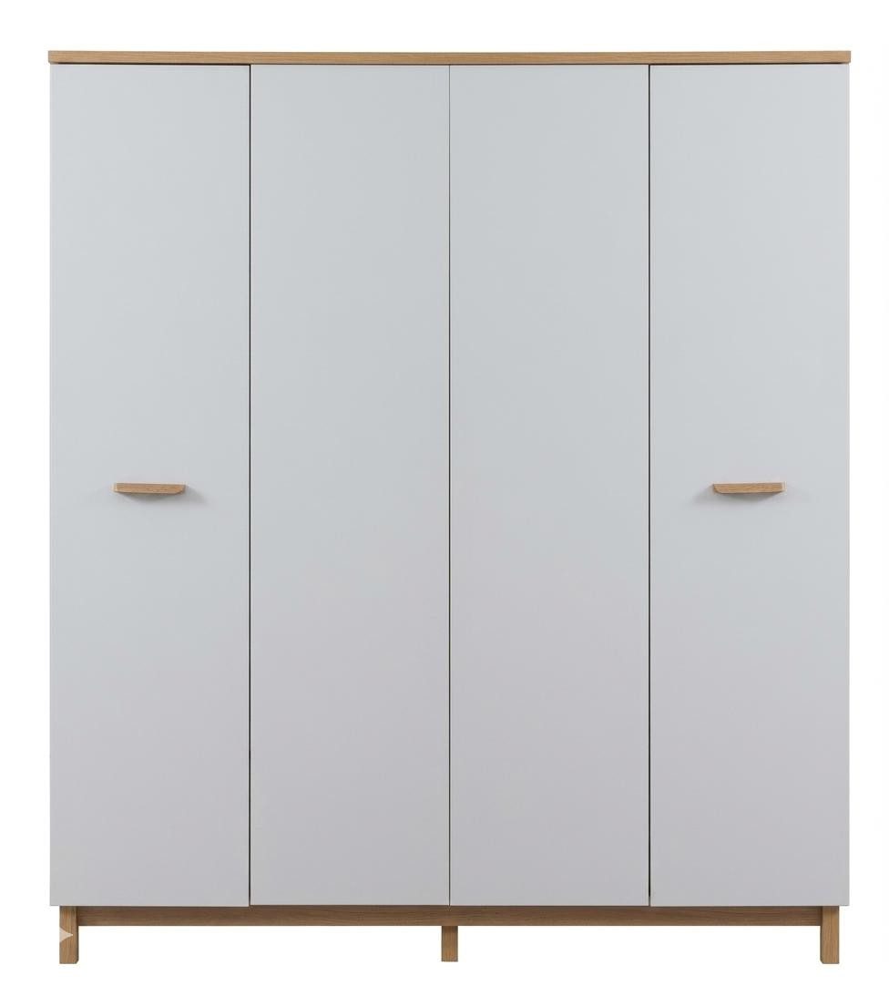 Xlmoebel Kleiderschrank Weißer 4-türiger Kleiderschrank aus Holz für modernes Jugendzimmer
