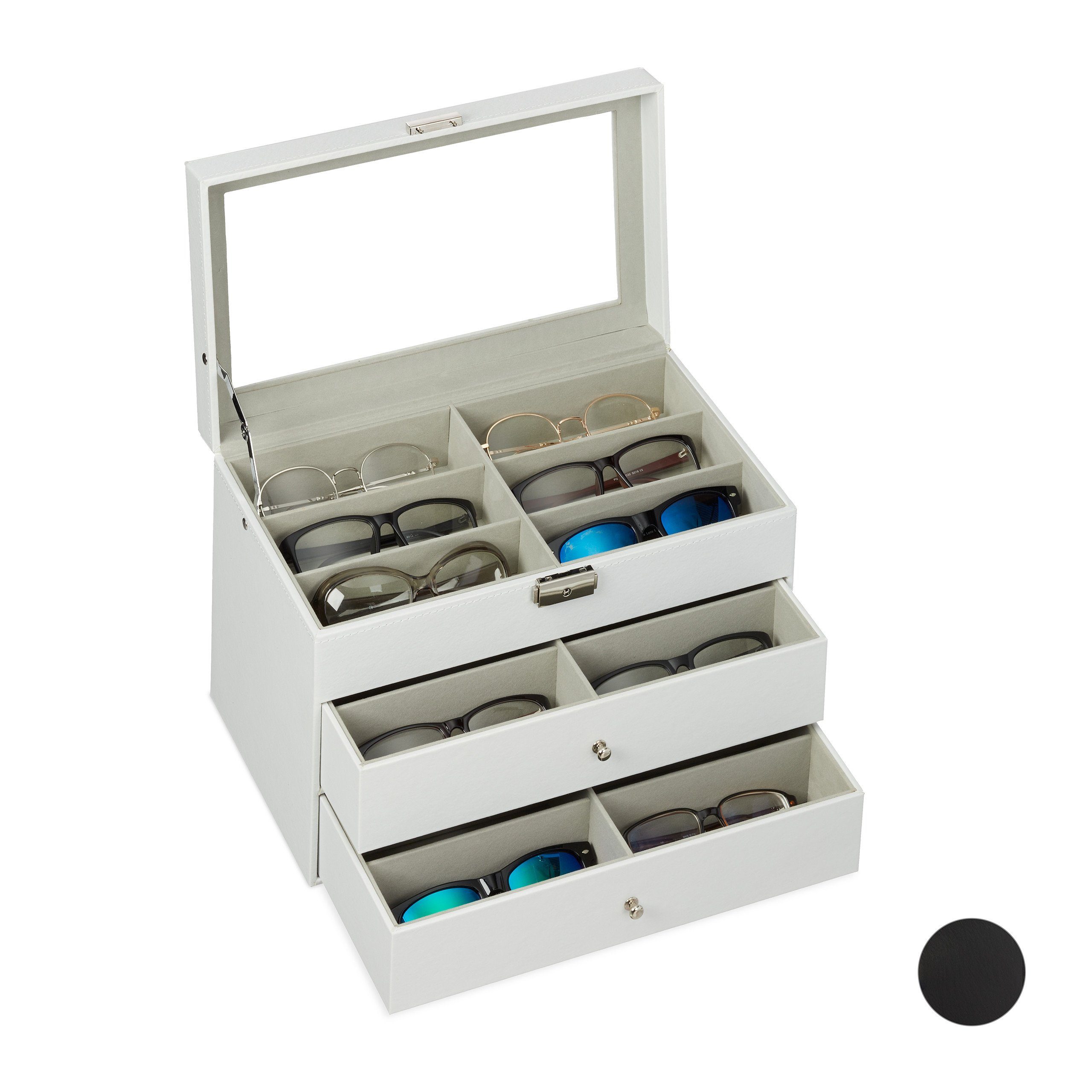 relaxdays Brille Очкиbox für 18 Очки, weiß