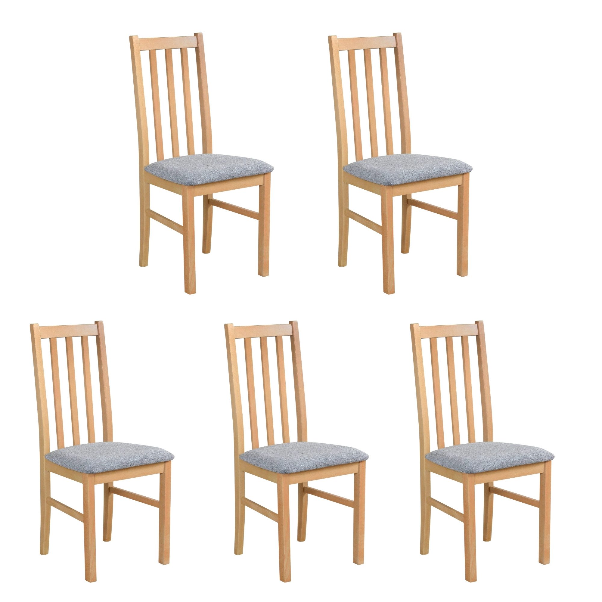 MOEBLO Stuhl BESO 10 (Eleganter Massivholz-Stuhl – zeitloses Design und hoher Sitzkomfort für stilvolle Wohnräume Polsterstühle, Holzstühle, Esszimmerstühle, Massivholz, 5 St), (BxHxT):43x97x40cm
