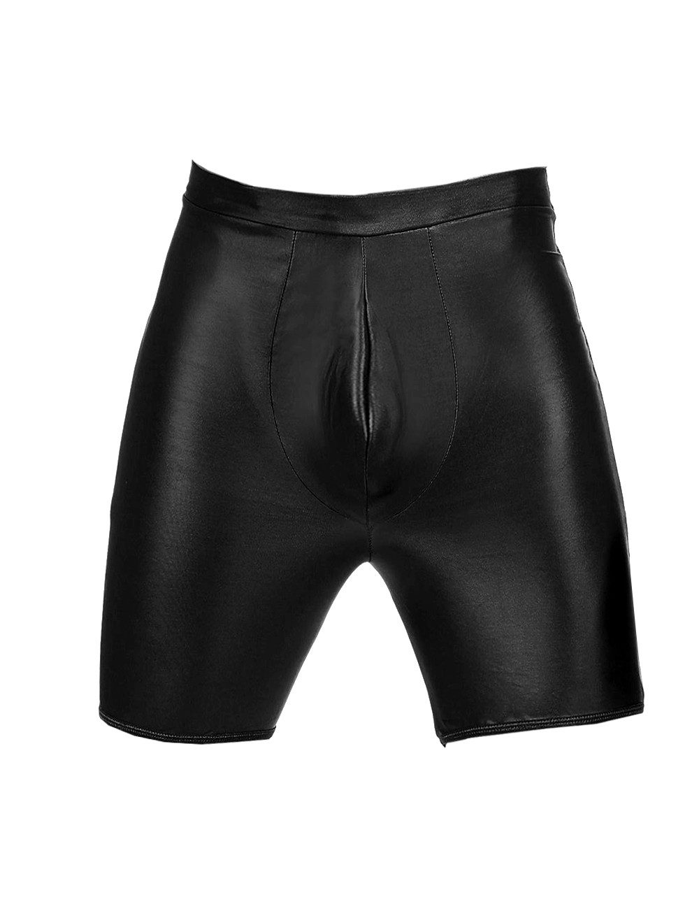 Lau-Fashion Boxershorts Enge Leder Shorts Herren kurze Hose Popo Offen Dessous L/XL