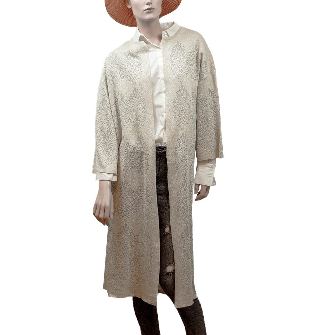 Hemdjacke Sommer Damen Strickjacke Lang Braun, Offener Cardigan
