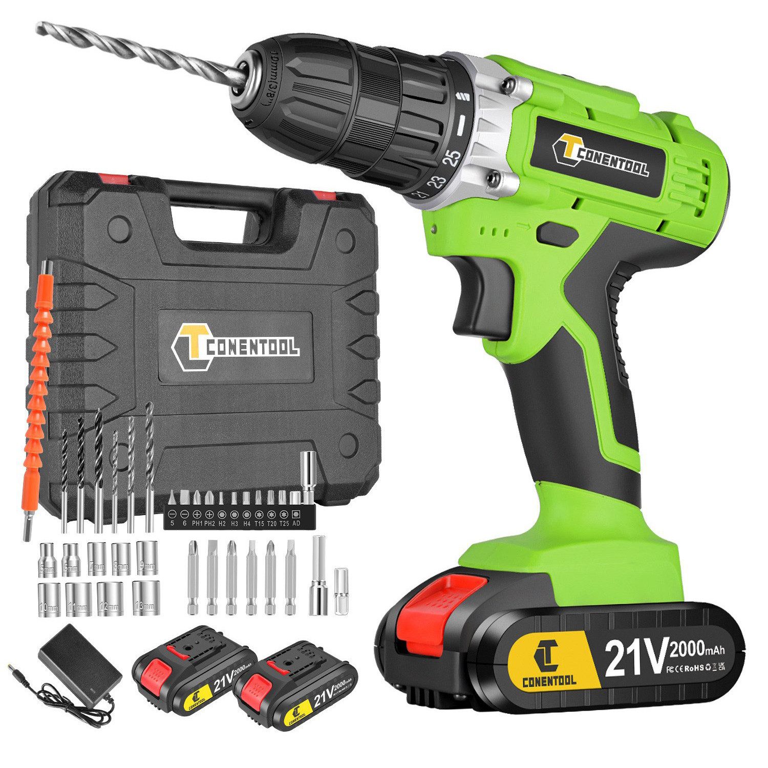 CONENTOOL Akku-Schraubendreher Akkuschrauber Akku-Bohrschrauber 36PCS Bohrm günstig online kaufen