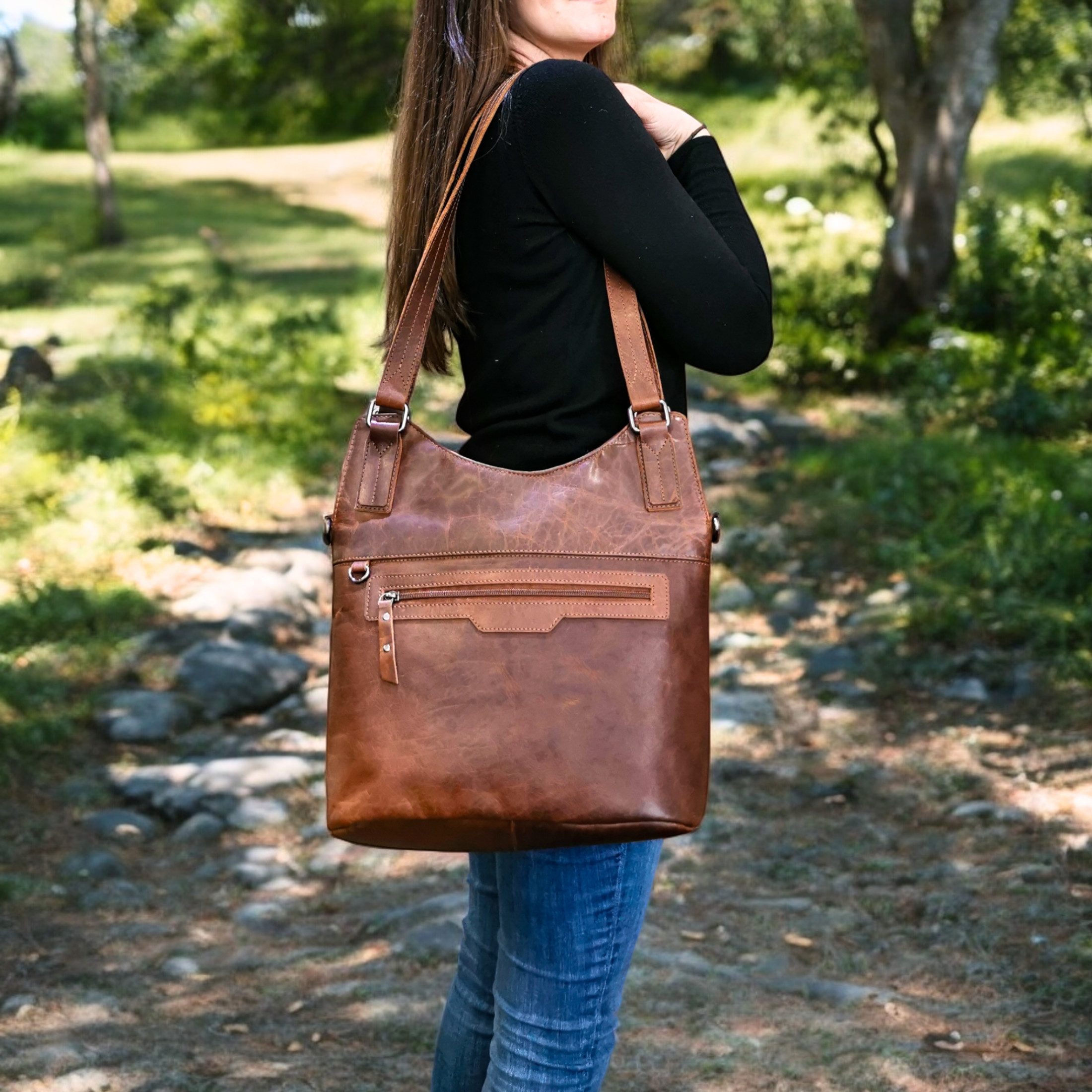 Ella Eisvogel Umhängetasche Echtleder Frauenhandtasche Pull-Up, Premium Henkeltasche, Premium Büffelleder