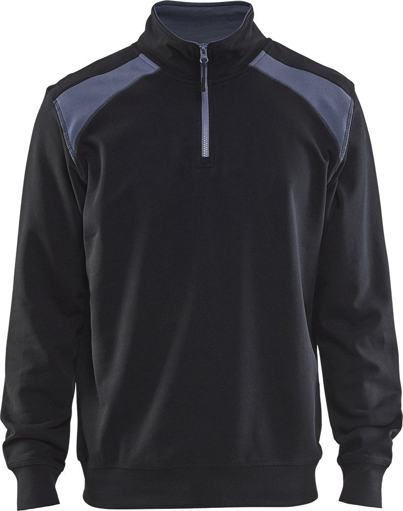 Rundhalspullover Sweatshirt Half-Zip 2-Farbig