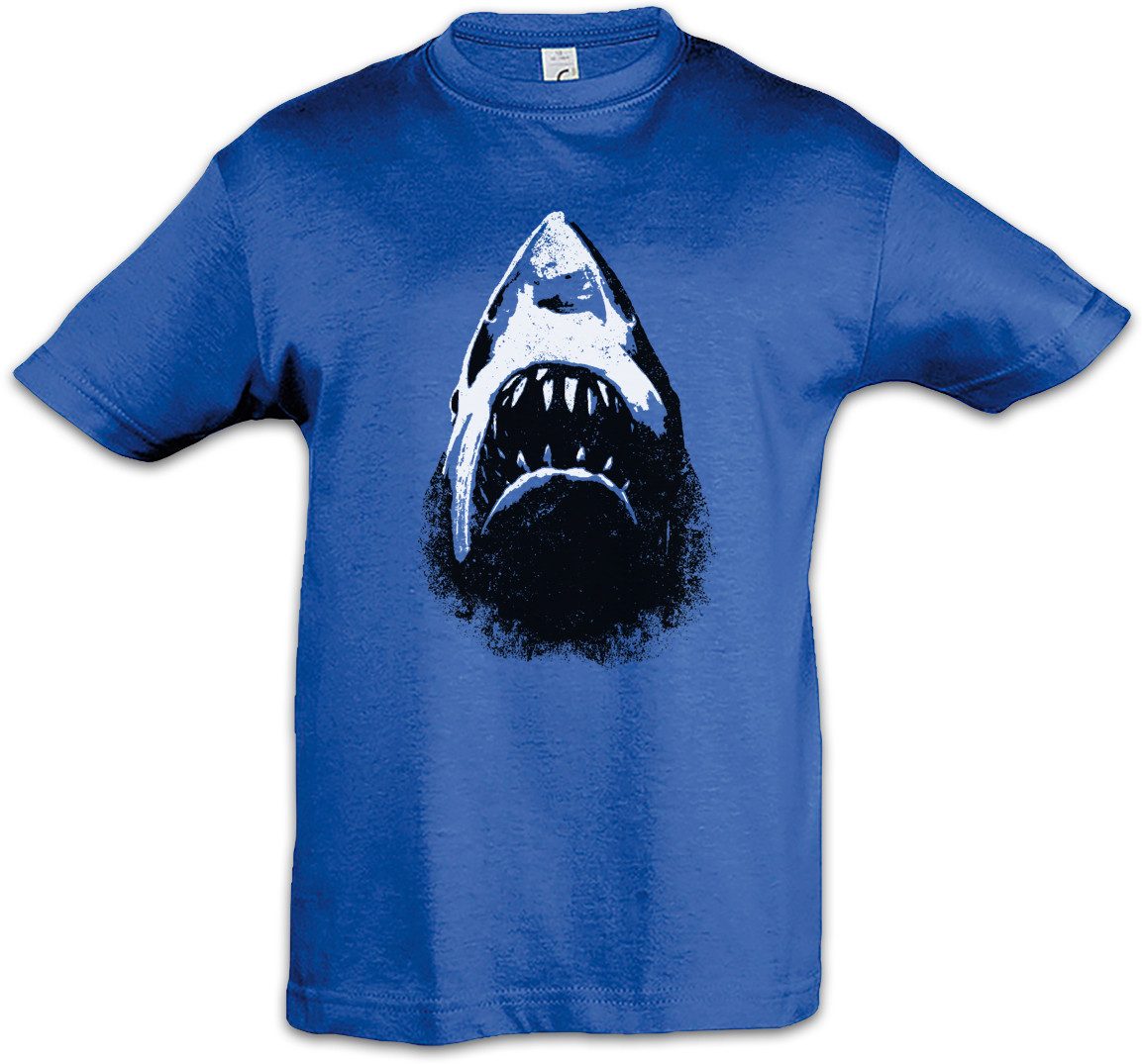 Print-Shirt Shark Face Kinder T-Shirt Hai Jaws Sharks Geek Nerd Haifisch Weiße