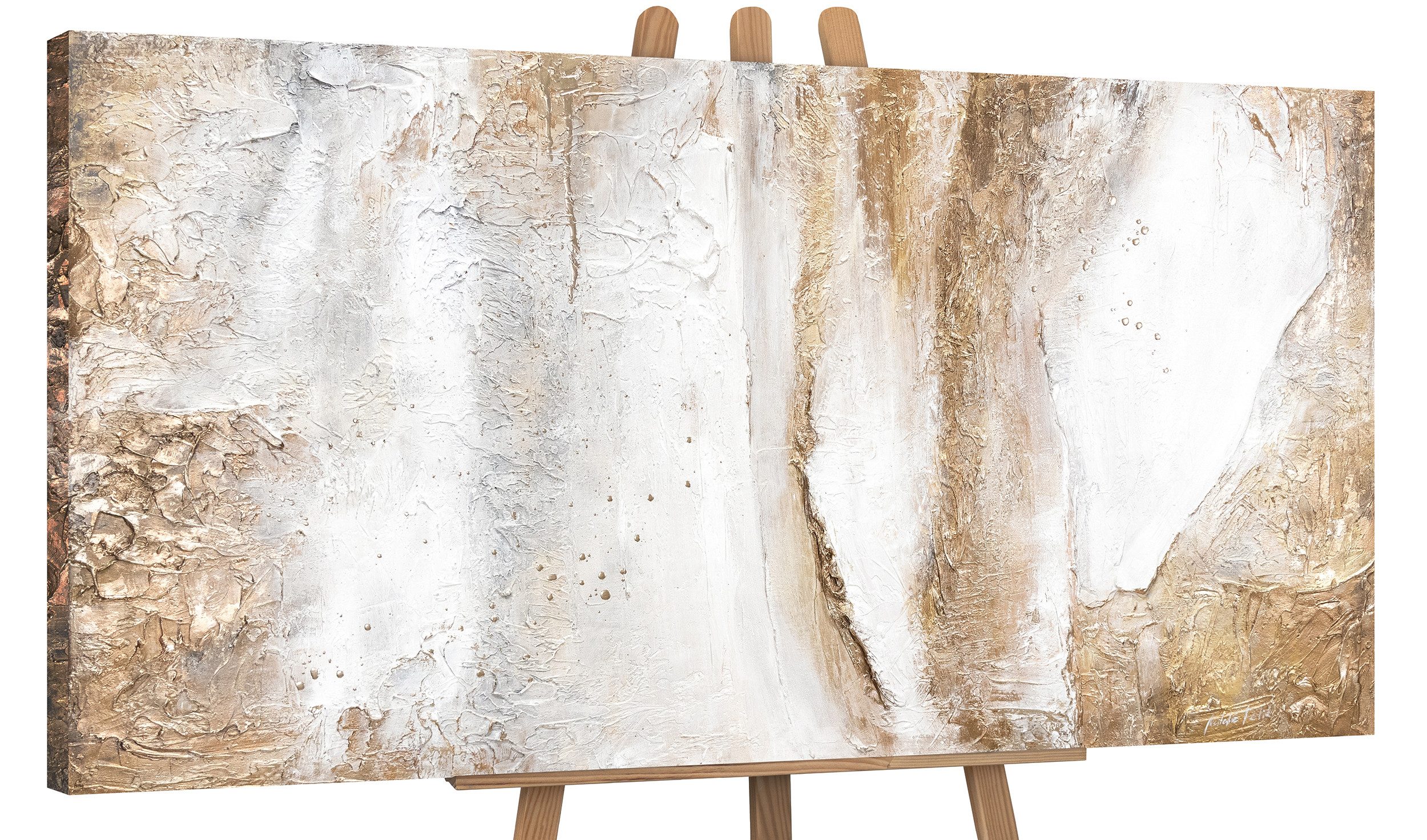 YS-Art Картина Ästhetik, Abstrakte Изображения, Kupfer Gold Leinwand Bild Handgemalt Abstrakt