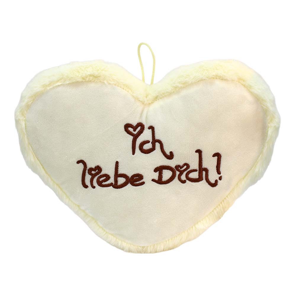 Rasehorn Dekokissen Herzkissen Ich liebe Dich aus Plüsch - ca. 30 cm, Ich Liebe Dich Schriftzug