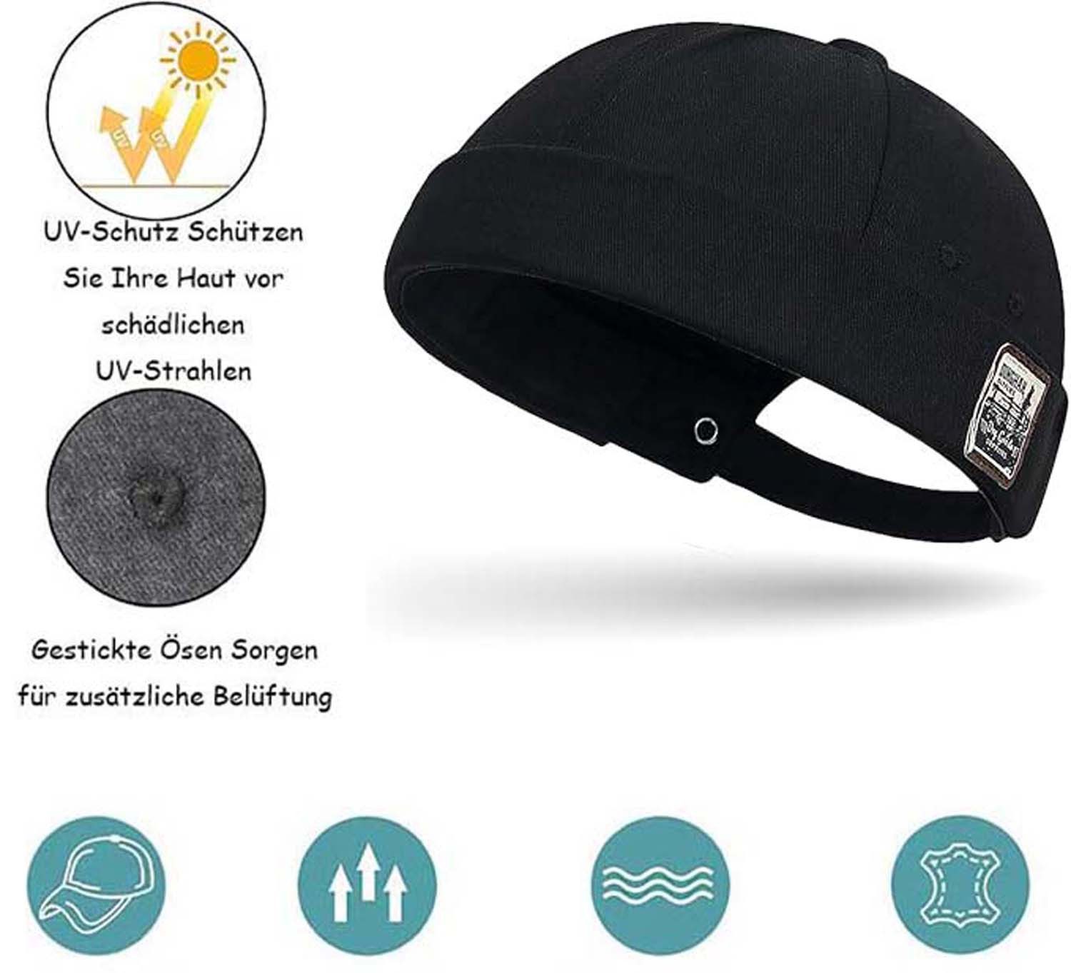 nsihing Dockermütze Docker Mütze Sommer Herren Verstellbar Baumwolle – Bild 2 von 5
