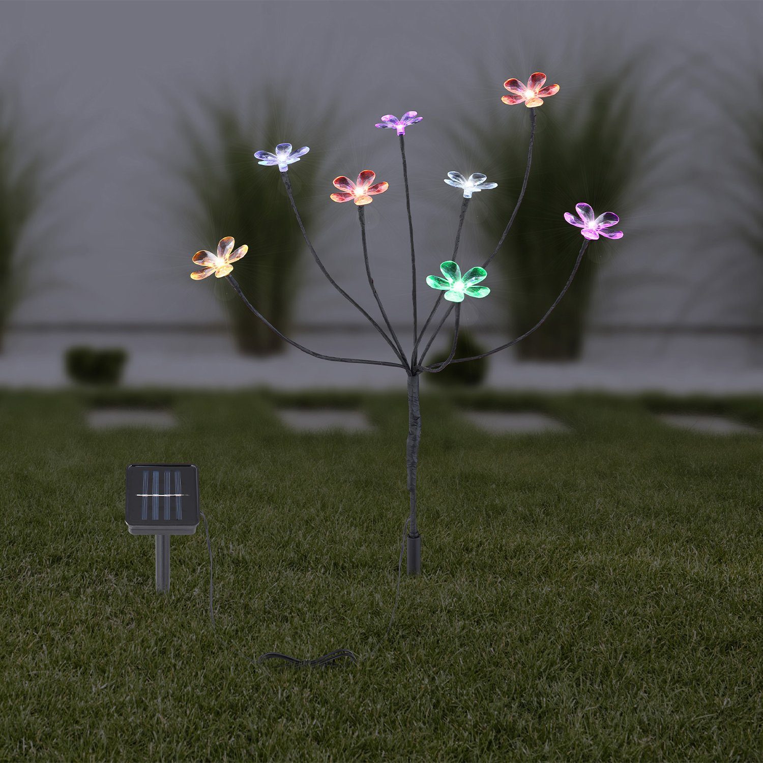 Globo LED Außenleuchte GLOBO Blumen Außen Solarleuchte Solarleuchte Bunt Garten Solarlampe