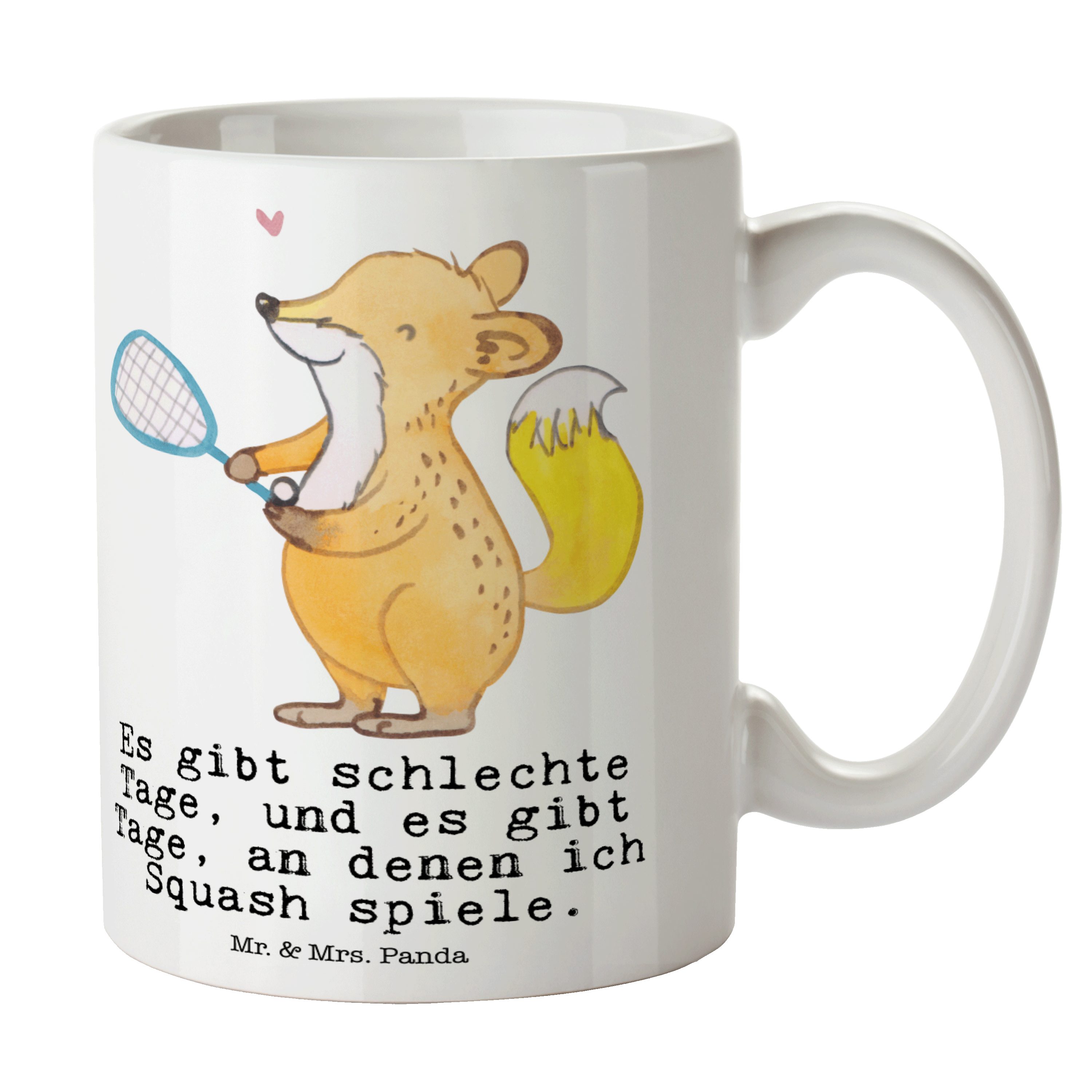 Mr. & Mrs. Panda Tasse Fuchs Squash spielen Tage - Weiß - Geschenk, Ballsport, Sportler, Ker, Keramik