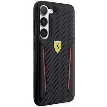 Ferrari Handyhülle Case Samsung Galaxy S23 Ferrari Carbon Look schwarz 6,1 Zoll, Kantenschutz